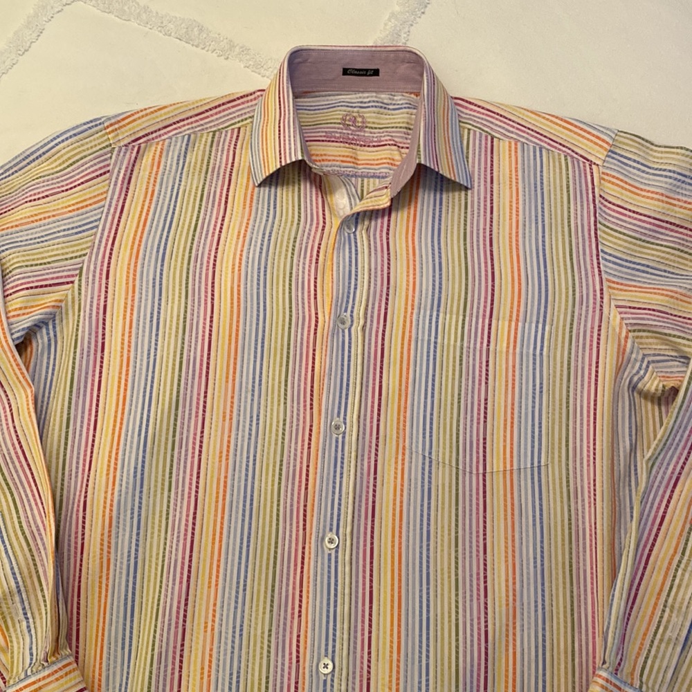 Men’s Bugatchi Multi Color Button Down Long Sleev… - image 3